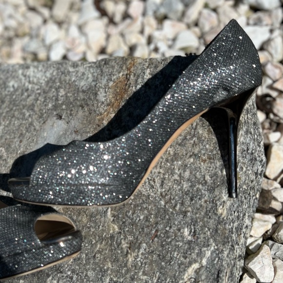 Jimmy Choo | Authenticated | Metallic Peep Toe Sparkle Heels 38.5 - Picture 12 of 17